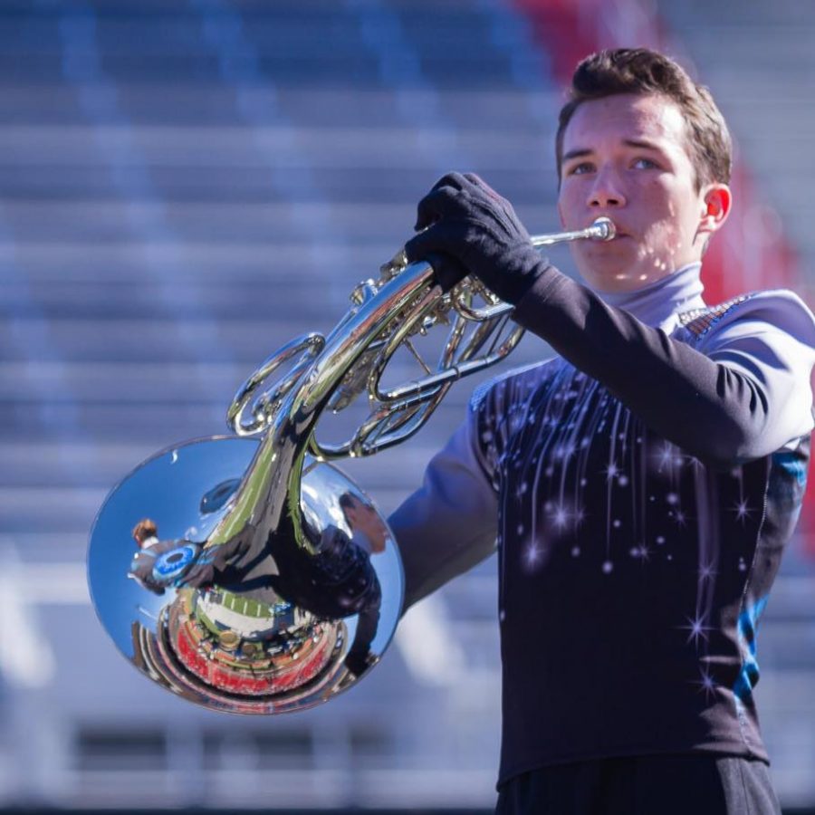 Gabe Boyd plays the French horn.  Photo Courtesy of John Boyd. 
